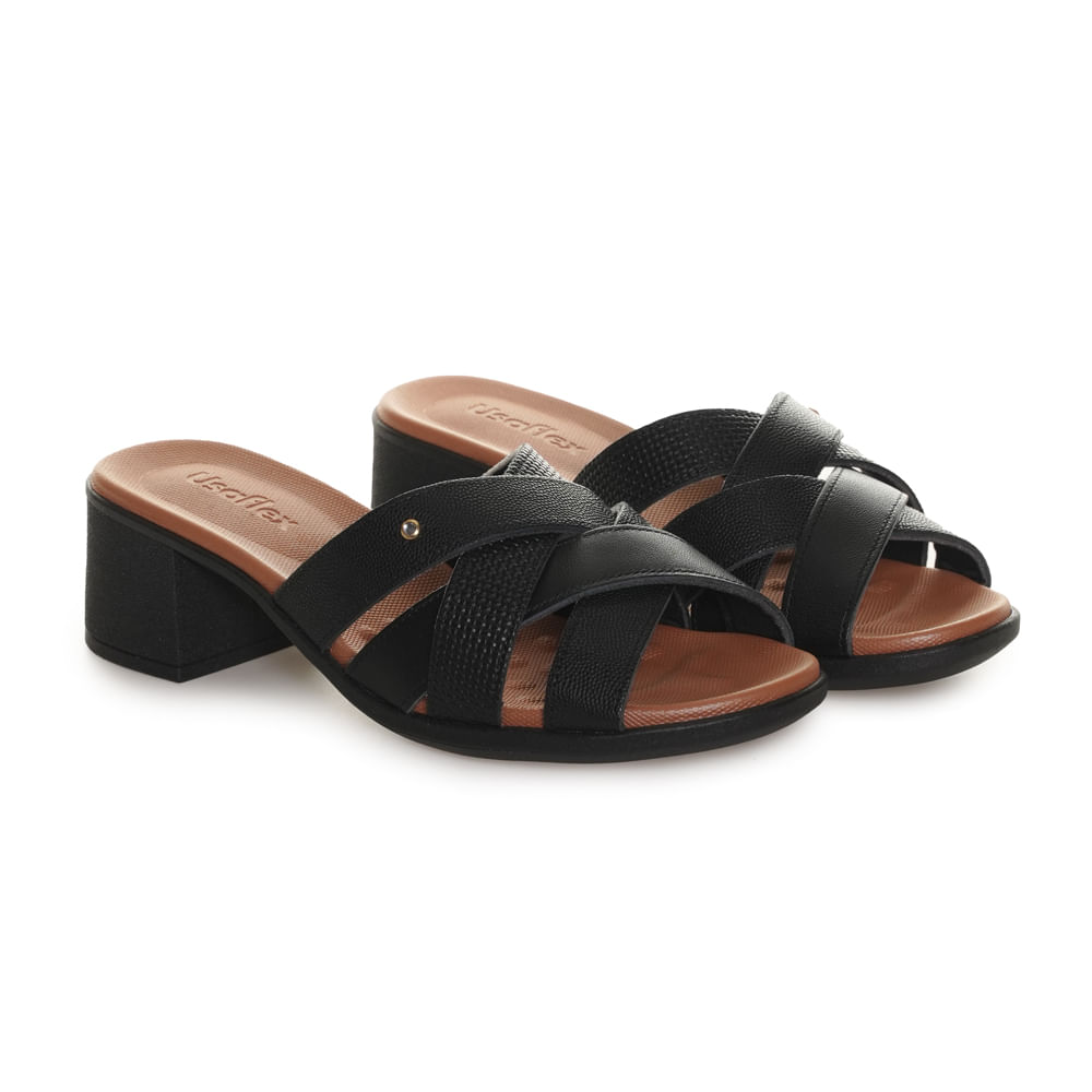 Usaflex Tamanco 24-UC22001-1 Preto Couro -3-